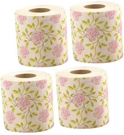 Garneck 4rollen Farbiges Toilettenpapier Dekoratives Badezimmerpapier Papiertaschentücher Servietten Einwegservietten Toilettenpapier Fürs Badezimmer Bambuszellstoff Rosenmuster Stilvolles