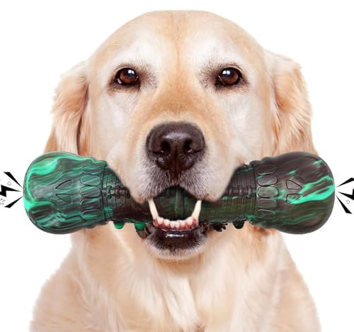HETOO Hundespielzeug, Unzerstörbar Spielzeug für Große Hunde Kauspielzeug für Aggressives Kauen Robuster Langlebig Naturkautschuk Kauspielzeug für Mittelgroße Große Hunde (Schwarz Grün)