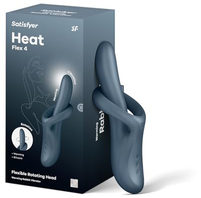 Satisfyer Heat Flex 4 | 9 inches / 23 cm | Rabbit Vibrator | 2:1 Vibration & Rotation | Heat Function | Rechargeable | Waterproof (IPX7) | Skin-Friendly Silicone, Colour:Gray