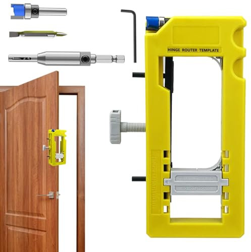 Türscharnier Installationsset, Türscharnier Jig Router Schablone mit Silikon Anti-Rutsch-Pads und abnehmbaren Einsätzen, Türschlossvorrichtung für 3-5 Zoll Länge, 1/4 oder 5/8 Zoll Dicke