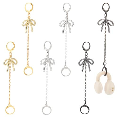 OLYCRAFT 3 Pairs Earplugs Earrings Holder 9.2cm Anti Lost Ear Clips with Butterfly Pendant Alloy Earring Hanging Chain Earplug Holder Earring for Earplugs Accessible Loop Holder Earplug -3 Colors
