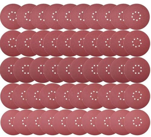 CUBEWAY Disques de Ponçage 225 mm 50 Pièces Grain P180 8 Trous Disques Abrasifs 225 mm Ronds Papier Abrasif for Ponceuse pour Cloisons Sèches Ponceuse Girafe