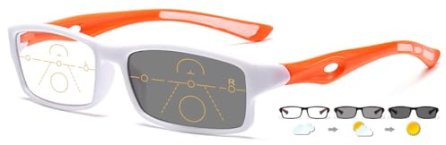 ABETOS Photochrome Progressive Multifocus Sport Lesebrille mit Sonnenschutz Selbsttönende Gleitsichtbrille Sportliche Brille mit Stärke für Damen Herren