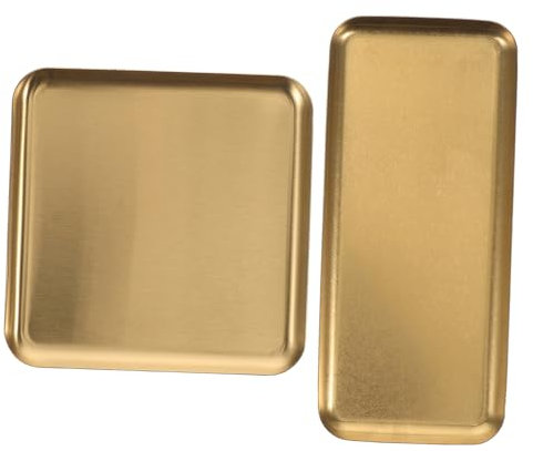 iplusmile 2piezas Placa De Acero Inoxidable Dorada Platos De Servir De Acero Inoxidable para Barbacoas Bandeja De Postre Cuadrada para Uso Diario