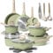 JUST PERFECTO Induktions Töpfe Set - Pfannenset mit deckel - Induktions Töpfe Set - töpfe & pfannen set ohne PTFE und PFOA - Kratzschutz-Silikon Kochgeschirr Topfset induktion (21 pcs Green)
