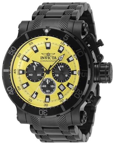 Invicta Coalition Forces 49229 Herren Uhr - Quartz Bewegung - Edelstahl mit Gelbem Zifferblatt - 52 mm