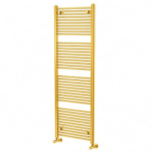Go Bathrooms Newark Gold 1800mm x 600mm Bathroom Towel Radiator Wall Mounted Heated Towel Rail Slim Straight Ladder Design Brushed Gold Bathroom Radiator
