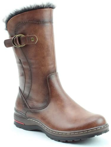 Heavenly Feet Bramble1 Faux Leather Warm Lined Vegan Mid Calf Boots (Tan, UK Footwear Size System, Adult, Women, Numeric, Medium, 5)
