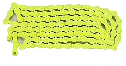 GFDSGRE Fahrradkette Bunte Fahrradkette 1 Gang 96L 1/2x1/8 Zoll MTB Rennrad Fixed Gear Ketten Single Speed ​​mehrere Farben Kette(Yellow)