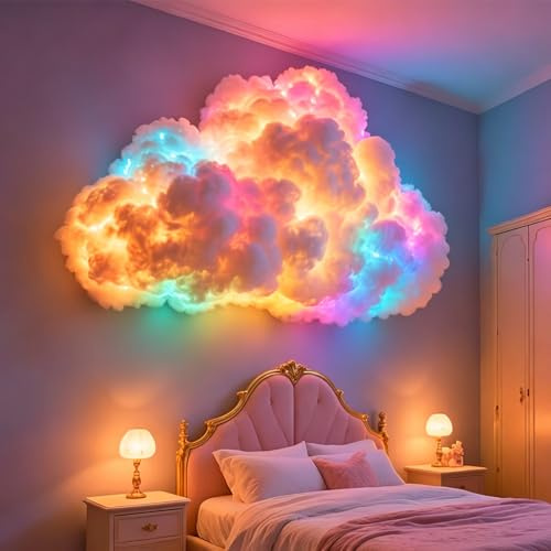 LED Deckenwolken Dekoration, 3D-Donnerwolken-LED-lichters für die Decke, DIYs Gewitterwolken leds Licht, DIY USB-betriebene Donnerwolken-Leds-Lichtdekoration für Zuhause Schlafzimmer Wohnzimmer Party