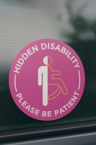 Hidden Disability Car/Front Door/Window Sticker, 15cm Circular (Pink)