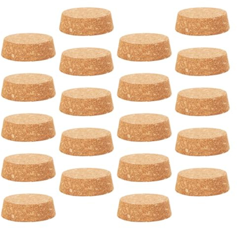 ULTECHNOVO 25pcs Glass Bottle Stoppers with Wooden Corks 5.3cm X 4.7cm Wine Cork Plugs and Flowerpot Feet Pads for Home Brewing and Plant Pot Protection