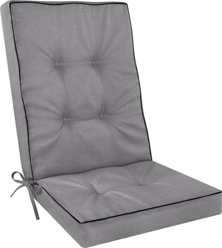Hochlehner Auflagen Set 2er, 4er oder 6er – Gartenstuhlauflagen mit dickem Schaumstoffkern für hohen Sitzkomfort – Polster für Garten- und Terrassenstühle – made in Poland Hellgrau 120 x 50 x 8 cm