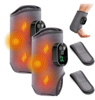 Kujizpu 2Pcs Massage Pieds Électrique, 3 en 1 Appareil Massage des Pieds 3 Modes, 6 Niveaux de Chaleur Masseurs Électriques pour Neuropathie Idéal pour Cheville Talon Plante