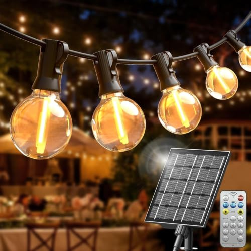 SON4SUN Solar Lichterkette Außen 20M mit 30+2 G40 LED Glühbirnen | Warmweiß 2700 K, 8 Lichtmodi, Fernbedienung, IP44 wasserfest, für Garten, Terrasse, Balkon, Hochzeit und Party