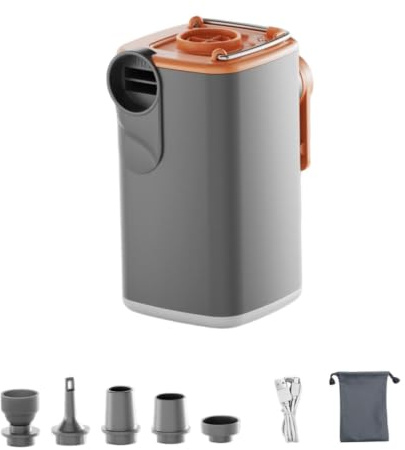 PETSOLA Bomba de Aire Eléctrica Compresor Portátil Mini Inflador con Linterna LED Y Aspirado 3 en 1 con Alta Presión Silenciosa Y Puertos Dobles para Hinchabl