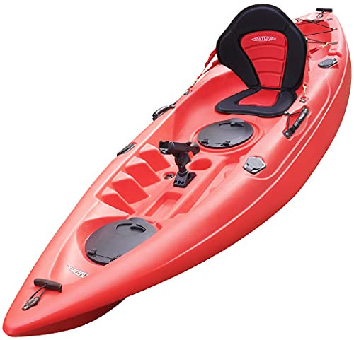 Conwy Kayak Menai Single Person One Man Sit on Top Kayak Complete Kit for Rivers, Sea with Padded Seat, Fishing Rod Holder and Two Piece Floating Paddle