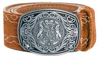 Trachtengürtel Bergtrift mit Stickereien - Echtleder Gürtel Original Schöneberger Trachten Lederhosen Ledergürtel diverse Modelle und Farben Bergtrift (105, Hellbraun)