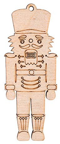 Rayher 46468505 Holz Nussknacker mit Öse, natur, 3 x 8 cm, Motiv 1seitig, Beutel 4 Stück, zum bemalen und verzieren, Birkenholz FSC zertifiziert