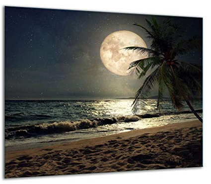QTA - Placa protectora de vitrocerámica 60 x 52 cm 1 pieza cocina eléctrica universal para inducción protección contra salpicaduras tabla de cortar de vidrio templado como decoración Playa