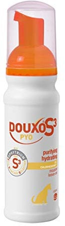 DOUXO S3 PYO Mousse, Waterless Antibacterial & Anti-Yeast Mousse, Leave-On DOUXO S3-PYO Mousse, Chlorhexidine For Dogs, No Rinse No Bath Mousse For Dogs, Hypoallergenic Fragrance, 150ml