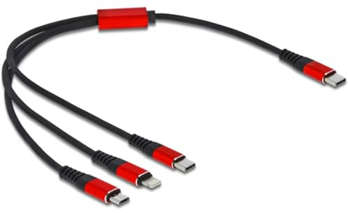 DeLOCK 86710 USB-Kabel, 0,3 m, USB 2.0, USB C, USB C/Micro-USB B/Lightning, Schwarz, Rot