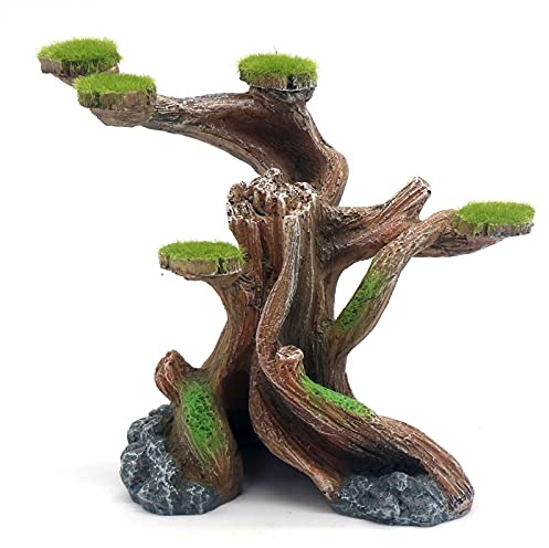 relaqcc Reptile Decor Aquarium Decorations Artificial Moss Resin Fish Tank Rocks Simulation Hollow Tree Leopard Gecko Trunk Accessories Aquarium View(Small)