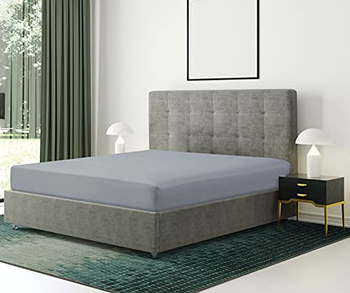 Bronwen Mathews® Microfiber Super King Fitted Sheet - Non Iron Brushed Deep Pocket Upto 12inch/30cm Ultra Soft Breathable - Wrinkle, Fade and Stain Resistance (Super King, Grey)