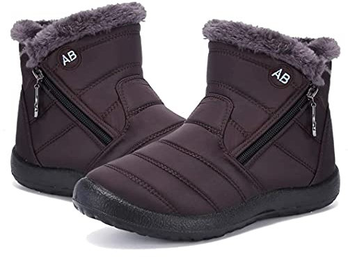 Maxome Winterstiefel Damen Warme Gefüttert Winterschuhe Schneestiefel Winterboots Reißverschluss Kurzschaft Stiefeletten Winter Boots Outdoor Leicht Bequem Rutschfeste Wanderstiefel