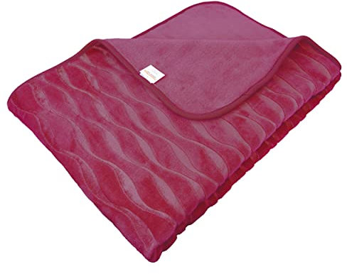 Traumschloss Deluxe Design Wohndecke, Kuscheldecke, Welle, dunkelrot, 150x200cm, 100% Polyester