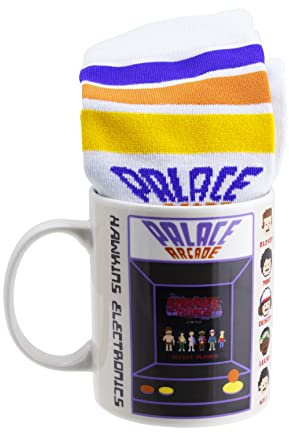 Paladone Stranger Things Geschenkset mit Tasse und Socke, Unisex Socken und 300 ml Kaffeetasse, White, 2 Stück