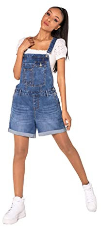 Nina Carter S511 - Salopette corta da donna, in denim, stile vintage, Blu scuro (S511-3), S