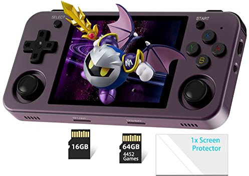 RG353M Handheld Game Console Support Dual OS Android 11+ LINUX, 5G WiFi 4.2 Bluetooth RK3566 64BIT 64G TF Card 4450 Classic Games 3.5 Inch IPS Screen 3500mAh Battery