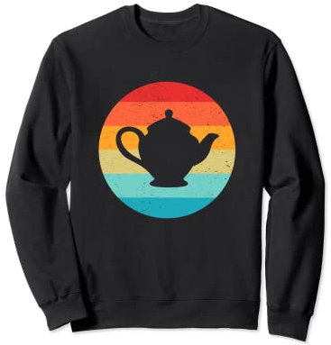 Teekanne Silhouette Retro Vintage Sonnenuntergang 70er 80er Jahre Used-Look Sweatshirt