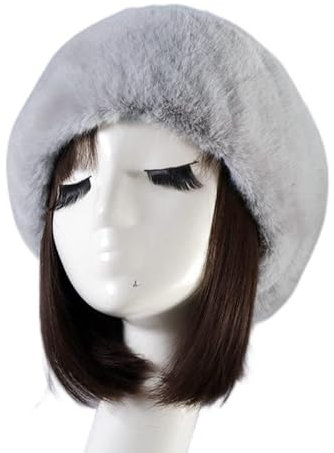 Damen Fellmütze Pelzmütze,Wintermütze Damenmütze Kunstfell Kunstpelz Mütze Klassische russische Kosakenmütze Beanie Mütze Plüsch Warm Hut Fell Winter Mütze für Reisen,Skifahren,Wandern,Grau #2