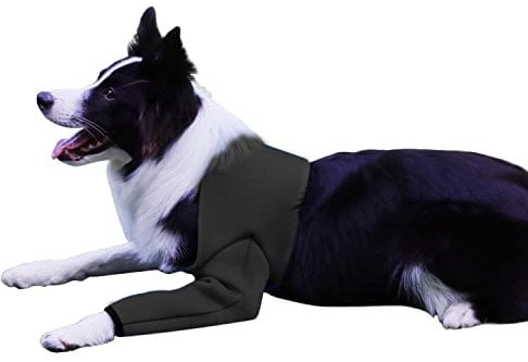 Hunde Erholungsanzug, Kegelhalsband Alternative, Abriebfeste Hunde Erholungshülle, Haustierwunden verhindern Lecken, Biss, Nässe und Infektion, waschbar und wasserdicht (Schwarz, S)