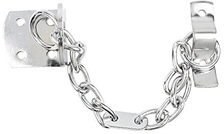 44mm Door Chain, Narrow Design Door Limiter, External and Internal Door Restrictor for Wooden and UPVC Doors, Additional Front Door Security for Safer Caller Identification (Chrome)