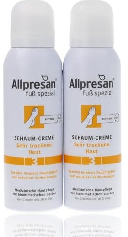 Allpresan Fuß spezial Nr. 3 Schaum-Creme - Fußcreme für sehr trockene Haut - Zur täglichen Fußpflege sehr trockener Füße 125 ml (2er Pack)