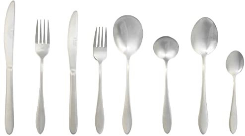 Russell Hobbs RH02851EU7 Lisbon Cutlery Set – 44 Piece Stainless Steel, Table Utensils for 6 People Dishwasher Safe, Forks/Knives/Spoons & 2 Serving Spoons Included in Set, 15 Year Guarantee