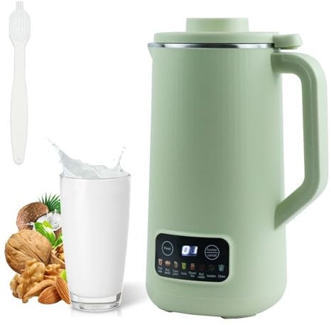 mumisuto Machine à Lait Végétaux, 600ML Machine à Lait De Noix Automatique, Machine à Lait De Soja avec 10 Lames De Feuilles, Blender Multifonctions Chauffant Professionnel pour Avoine, Soja (Vert)