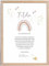 Miss Lovely Patenbrief Regenbogen in rosa vom Paten an das Kind Patengeschenk Poster Taufgeschenk für Mädchen personalisierbar mit Namen des Babys & des Paten/der Patin Geschenk Taufe A3 29,7 x 42cm
