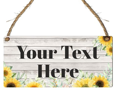Personalised Hanging House Sign - Gift for Christmas, Anniversary, Wedding, Birthday, Father's Day - Couple Garden Sign - 10 Designs (Mdf Wood Indoor Use Only 19cm x 9cm, Sunflower Design)
