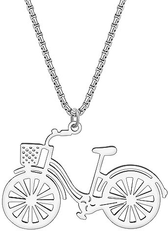 WEVENI Emaille Legierung Fahrrad Halskette Fahrrad Anhänger Kette Einzigartige Schmuck Geschenke für Frauen Mädchen Damen (Silber B)