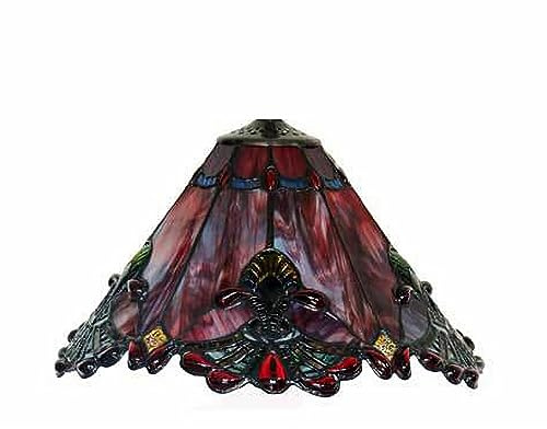 AIBOTY Pantalla de vidriera roja estilo misión de 12 pulgadas de repuesto para lámpara de mesa, lámpara de isla de cocina, pantalla barroca estilo Tiffany para lámpara de escritorio, lámpara de techo