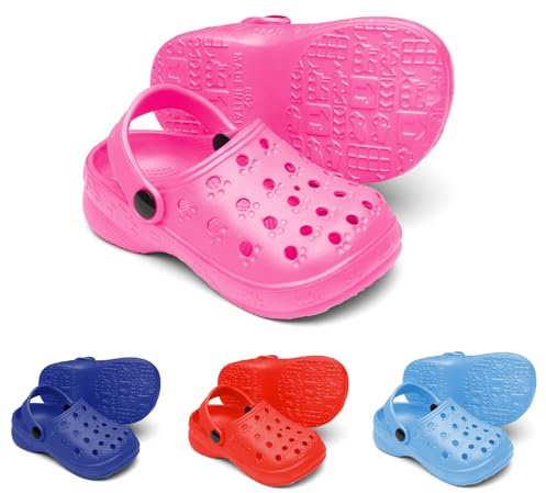 Sandalo Clog Uomo Donna e Bambino in Eva Made in Italy Zoccoli Classici Sabot (Rosa Neo, 26)