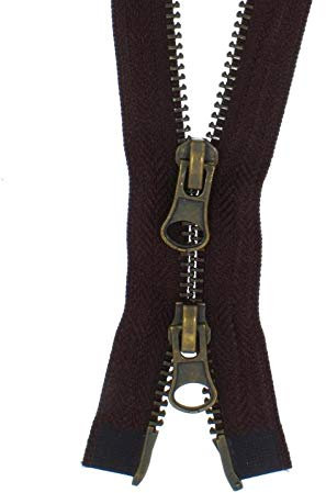 Erlif 2 Wege Reißverschlüsse Metall Brüniert 2 Weg Reißverschluss teilbar (braun - 304, 60cm)