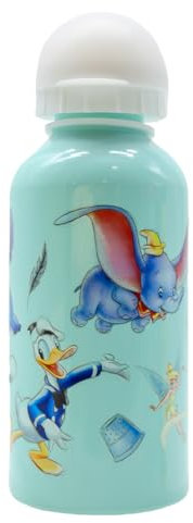 Botella de Aluminio Disney 100 Aniversario para Niños Cantimplora Infantil Stitch, Pato Donald, Dumbo, Campanilla, Mickey, Simba, Nemo Botella de Agua Reutilizable 400ml | Producto Oficial