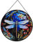 Payutou Hanging Stained Glass for Windows,20cm/7.87inch Dragonfly Hand-Painted Sun Catcher Garden Hangings Christmas Mother's Day, Valentine's Day Ornaments Festival Gift (A style)