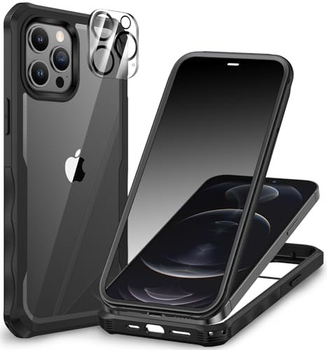 CENHUFO Compatible with iPhone 12 Pro Max Case Built-in Privacy Screen Protector with Camera Lens Protector, 360 Full Body Privacy Case for iPhone 12 Pro Max with Anti Spy Screen -Black
