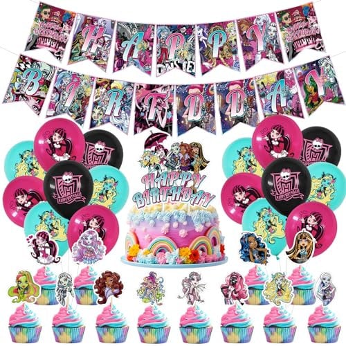 Monster Theme Birthday Party Decorations High Girl Party Supplies Including Birthday Banner Cake Copper Balloon for High School Party